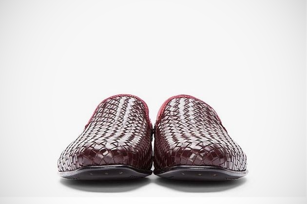 Burgundy Leather Razor Blade Slippers