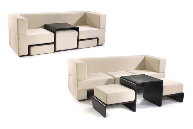 Slot Sofa with Coffee Table and Foot Rests