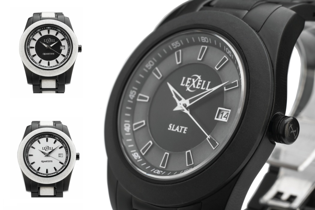 A Stone and Stainless Steel Watch By Lexell Stone Watches