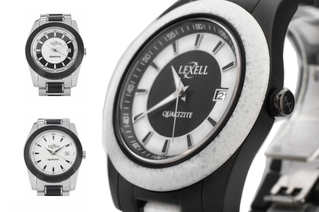 A Stone and Stainless Steel Watch By Lexell Stone Watches