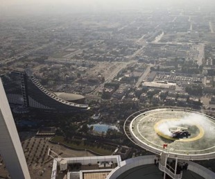 MEGA Red Bull F1 Donuts on Burj's helipad
