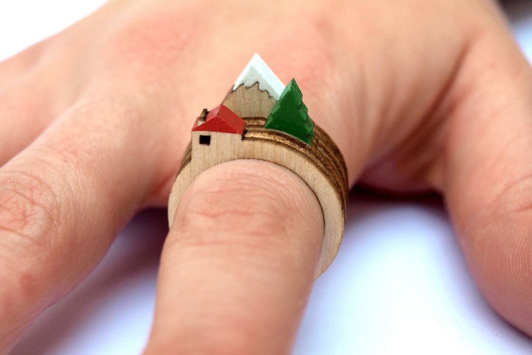 Laser Cut Wooden Landscape Ring (3)