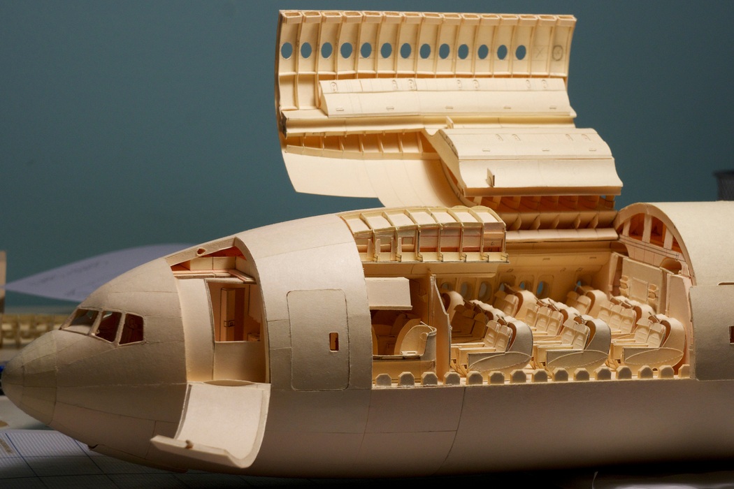 160-Scale Boeing 777 Built from Paper Manilla Folders (13)