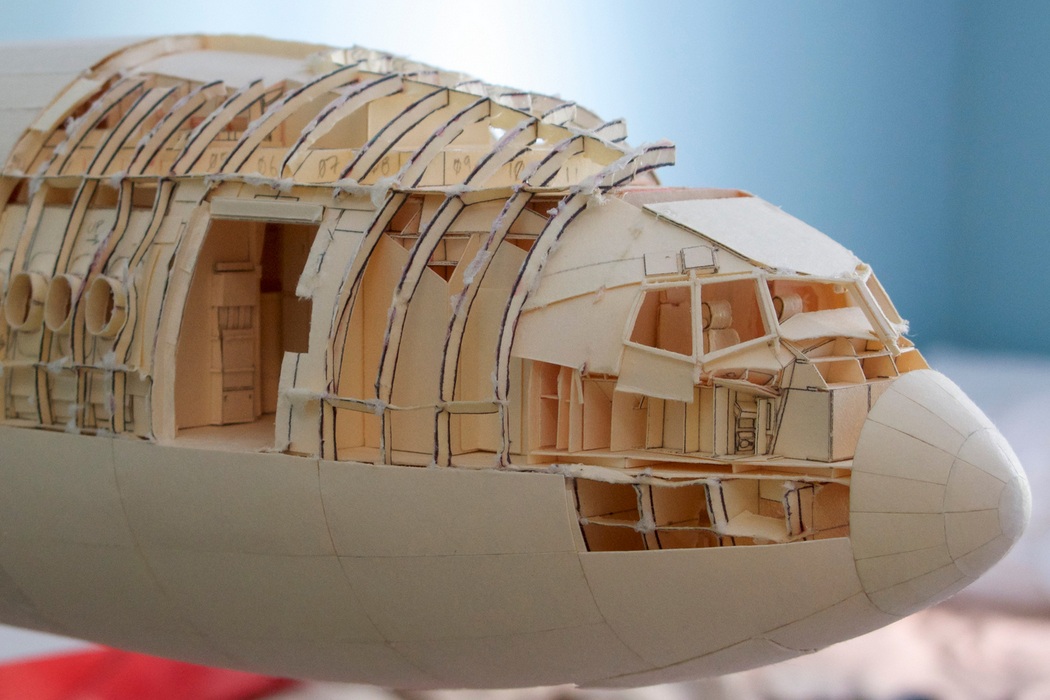 160-Scale Boeing 777 Built from Paper Manilla Folders (2)