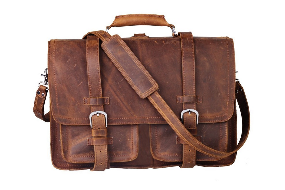 Retro Style Leather Briefcase for Laptop