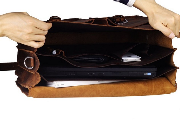 Retro Style Leather Briefcase for Laptop