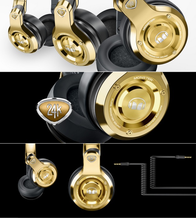 24K Gold OverEar Monster DJ Headphones