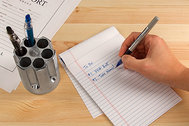 Keep your Desk Loaded with Gun Cylinder Pen Holder