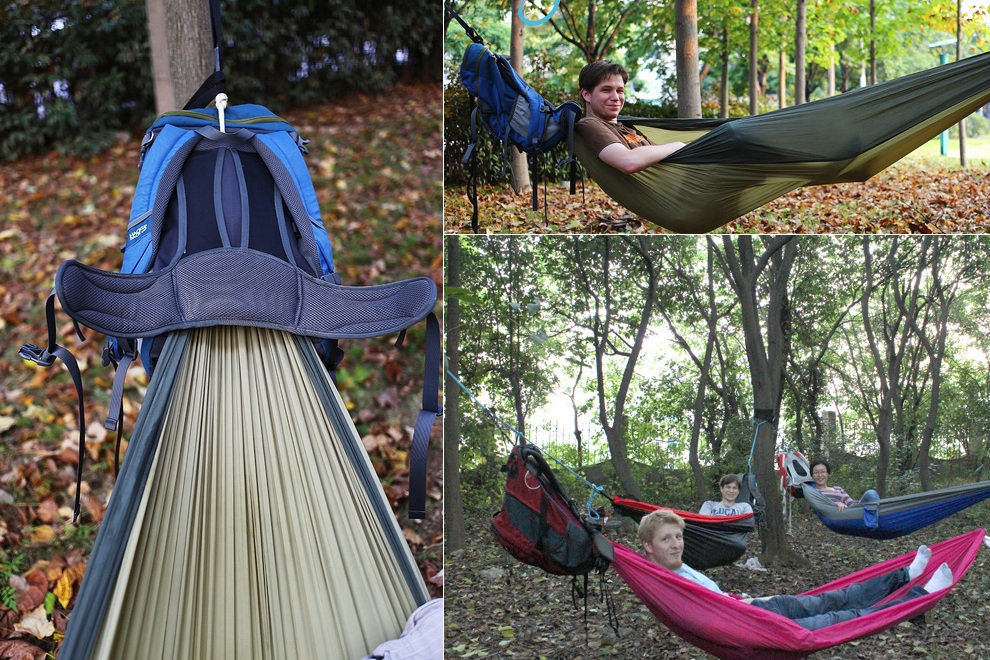 The HackedPack Backpack Features Built in Hammock