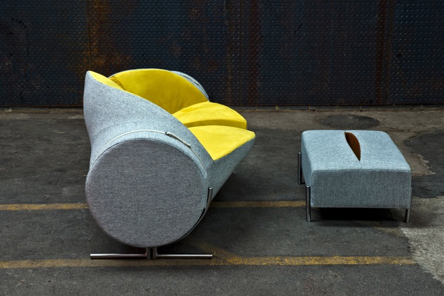 Slashed Sofa and Ottoman by Charlotte Kingsnorth