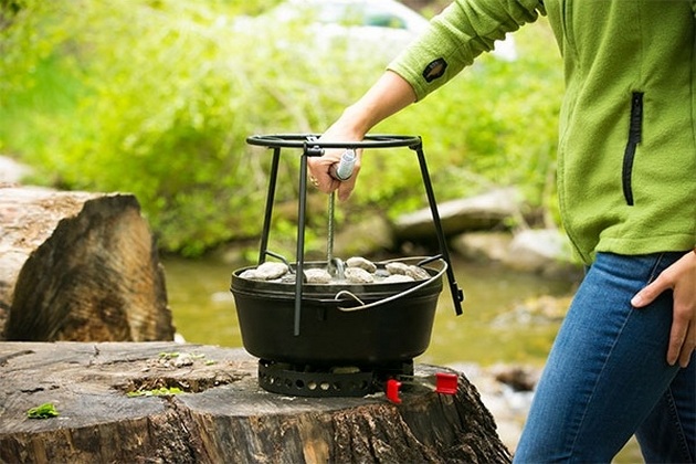 CampMaid Outdoor Cooking Set - Dutch Oven and Tools Set - Charcoal Holder &  Cast Iron Grill Accessories - Camping Grill Set - Outdoor Cooking