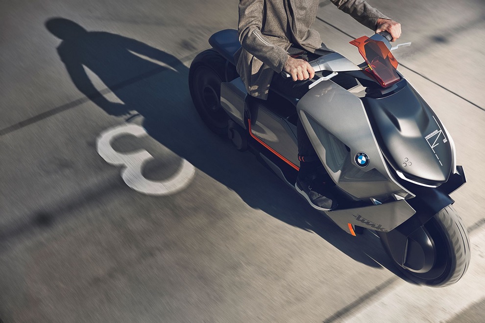 BMW futuristic concept of self-balancing electric two-wheeler link driving